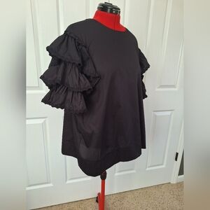 Chic Black Ruffle Sleeve Blouse